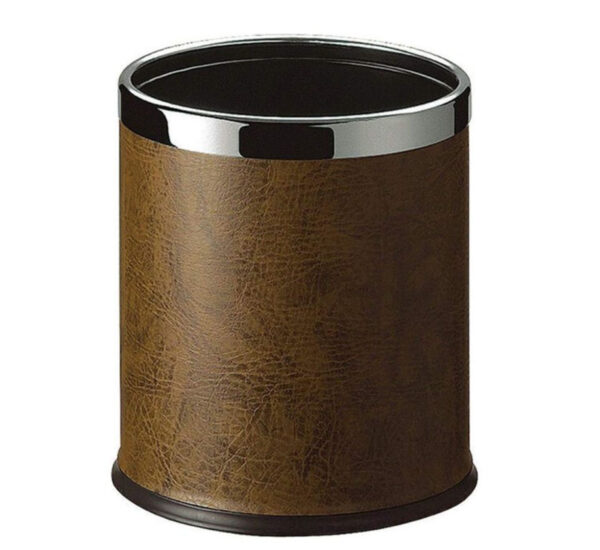 Leather Round Room Dustbin - EBWB0003 BR - ElriBird - Hotel Room Dustbin leather